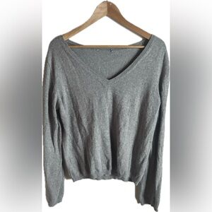 Gray V-Neck Women's Sweater